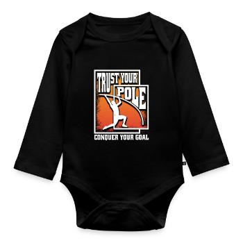Saut à la perche Faites confiance à votre bâton, partez à la conquête de votre objectif - Body Bébé bio manches longues - noir - Devant