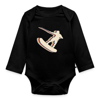 Wakeboarding Wakeboard Wakeboarder Retro Line Art - Organic Longsleeve Baby Bodysuit - black - Front