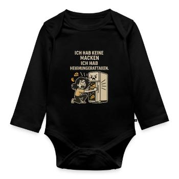 Cravings Fridge Saying Shirt - Organic Longsleeve Baby Bodysuit - black - Front