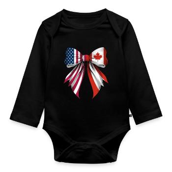 Coquette Bow Canada Roots Heritage Canadian Pride - Organic Longsleeve Baby Bodysuit - black - Front