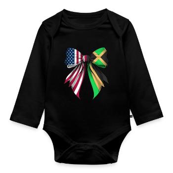 Coquette Bow Jamaica Roots Heritage Jamaican - Organic Longsleeve Baby Bodysuit - black - Front