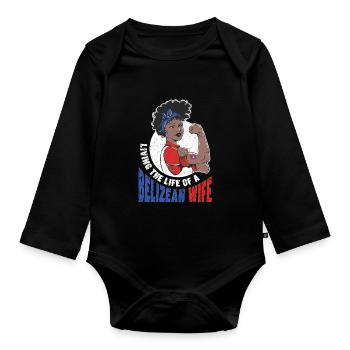 Belize Belizische Wurzel Belizean wife - Baby Bio-Langarm-Body - Schwarz - Vorne