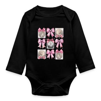 Coquette Bow Münzsammeln Münzsammler - Baby Bio-Langarm-Body - Schwarz - Vorne