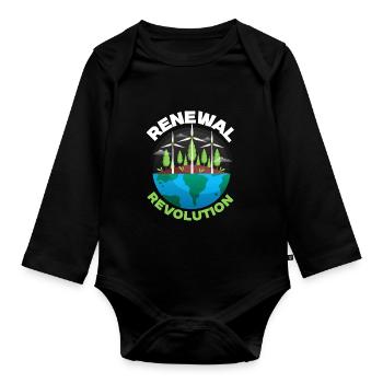 Environnementaliste Énergie renouvelable - Body Bébé bio manches longues - noir - Devant