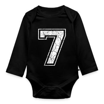 7_seven_sieben_white_weiss (uk) - Organic Longsleeve Baby Bodysuit - black - Front