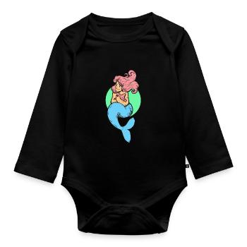 Mermaid mermaid mermaid fairy tale - Organic Longsleeve Baby Bodysuit - black - Front