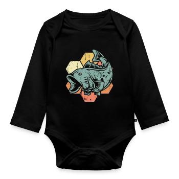 Pisces - Organic Longsleeve Baby Bodysuit - black - Front