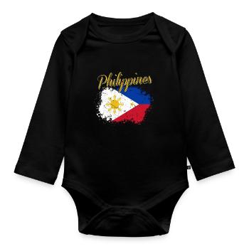 Philippines Philippine - Body Bébé bio manches longues - noir - Devant
