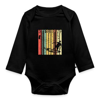 Kite surfing sport - Organic Longsleeve Baby Bodysuit - black - Front