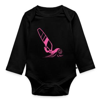 Surfer Girl - Organic Longsleeve Baby Bodysuit - black - Front