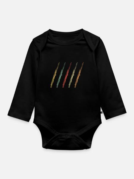 Flöte Flöten - Baby Bio-Langarm-Body - Schwarz