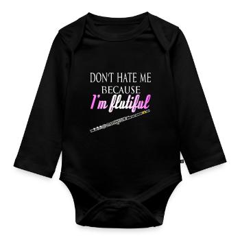 Flute flute player - Organic Longsleeve Baby Bodysuit - black - Front
