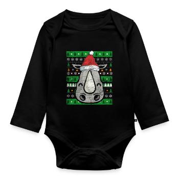 Rhino Ugly Christmas - Body Bébé bio manches longues - noir - Devant