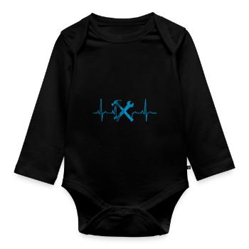 Rythme cardiaque - Body Bébé bio manches longues - noir - Devant