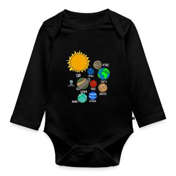 Planète de l'univers - Body Bébé bio manches longues - noir - Devant