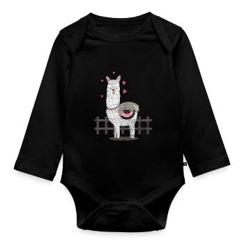 Sloth Lama - Organic Longsleeve Baby Bodysuit - black - Front