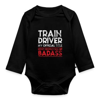 Conducteurs de train - Body Bébé bio manches longues - noir - Devant