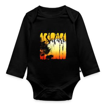 Rhino Africa - Organic Longsleeve Baby Bodysuit - black - Front