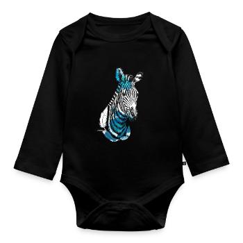Zebra - Baby Bio-Langarm-Body - Schwarz - Vorne