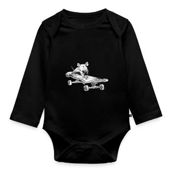 Maus Skater - Baby Bio-Langarm-Body - Schwarz - Vorne