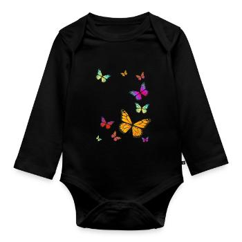 Ailes de papillons - Body Bébé bio manches longues - noir - Devant