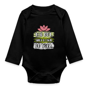 Logout Shutdown Do Yoga - Baby Bio-Langarm-Body - Schwarz - Vorne