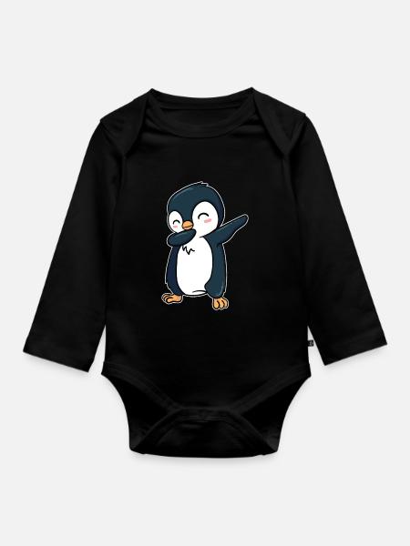 Dabbing Pinguin - Baby Bio-Langarm-Body - Schwarz