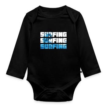 Surfing Sport - Organic Longsleeve Baby Bodysuit - black - Front