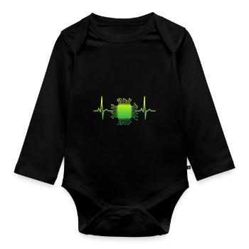 Computer Science Heartbeat - Organic Longsleeve Baby Bodysuit - black - Front