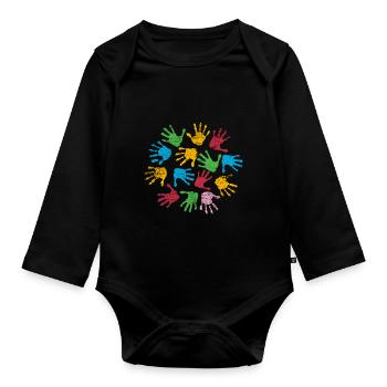 Kindergarten Colors - Organic Longsleeve Baby Bodysuit - black - Front