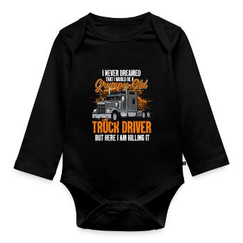 Chauffeur de camion - Body Bébé bio manches longues - noir - Devant