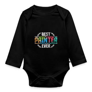 Painter hero - Organic Longsleeve Baby Bodysuit - black - Front