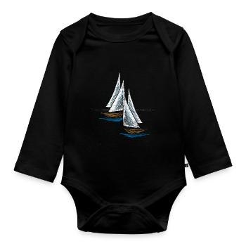 Bateau à voile - Body Bébé bio manches longues - noir - Devant