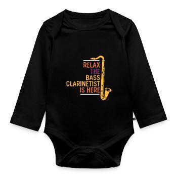 Bass clarinet player - Organic Longsleeve Baby Bodysuit - black - Front
