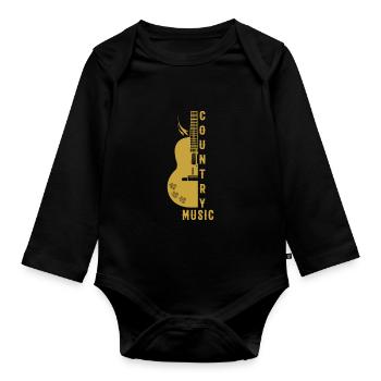Guitare Country Western - Body Bébé bio manches longues - noir - Devant