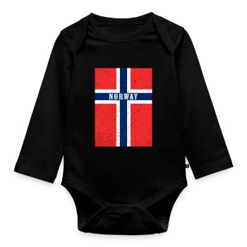 Drapeau norvégien - Body Bébé bio manches longues - noir - Devant
