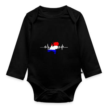 Netherlands heartbeat - Organic Longsleeve Baby Bodysuit - black - Front