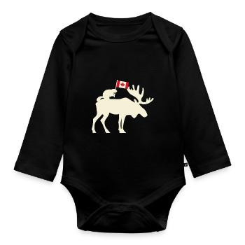 Drapeau du canada - Body Bébé bio manches longues - noir - Devant