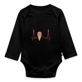 Eis Puls Herz - Baby Bio-Langarm-Body - Schwarz - Vorne