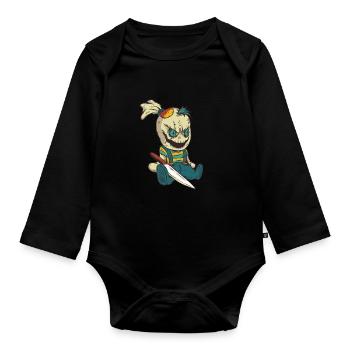 Poupée vaudou effrayant avec un couteau pour Halloween - Body Bébé bio manches longues - noir - Devant