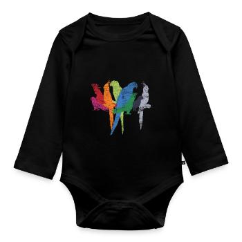 Parrot birds - Organic Longsleeve Baby Bodysuit - black - Front