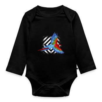 perroquet - Body Bébé bio manches longues - noir - Devant