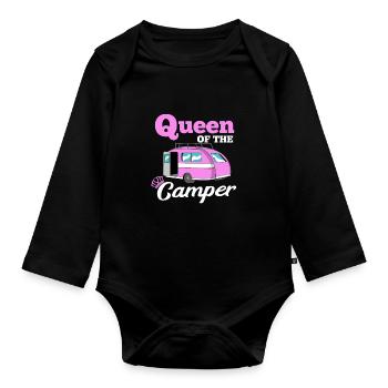 Queen Of The Camper - Organic Longsleeve Baby Bodysuit - black - Front