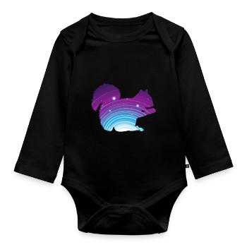 Squirrel animal - Organic Longsleeve Baby Bodysuit - black - Front
