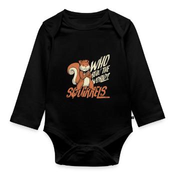 Squirrel animals - Organic Longsleeve Baby Bodysuit - black - Front