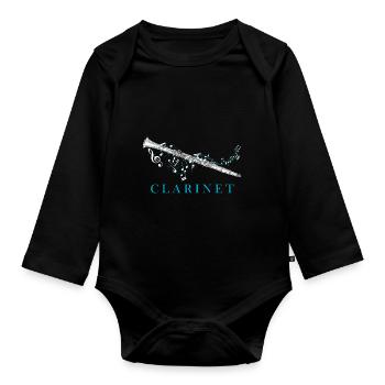 Instrument clarinette - Body Bébé bio manches longues - noir - Devant