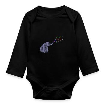 Elefant - Baby Bio-Langarm-Body - Schwarz - Vorne