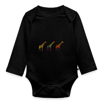 Giraffe Savanne - Baby Bio-Langarm-Body - Schwarz - Vorne