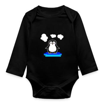 Pinguin Niedliches Tier - Baby Bio-Langarm-Body - Schwarz - Vorne