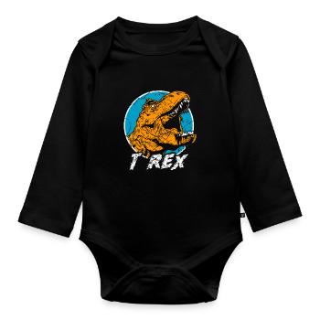 T-Rex Tyrannosaurus Rex - Baby Bio-Langarm-Body - Schwarz - Vorne